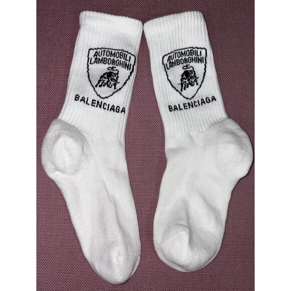 Balenciaga Lamborghini Socks in White & Black Small Unisex - Picture 5 of 7